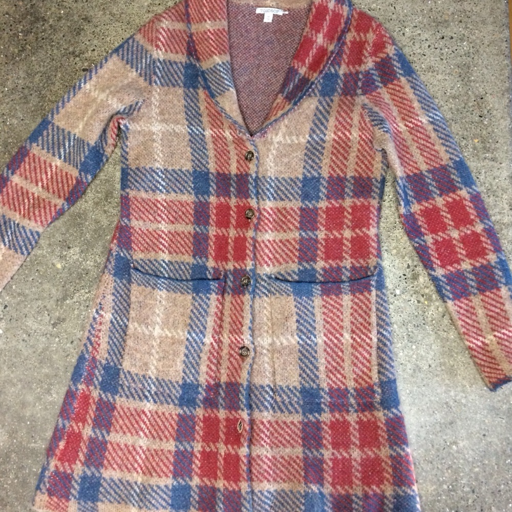 Toad & Co Plaid Lambswool sweater coat